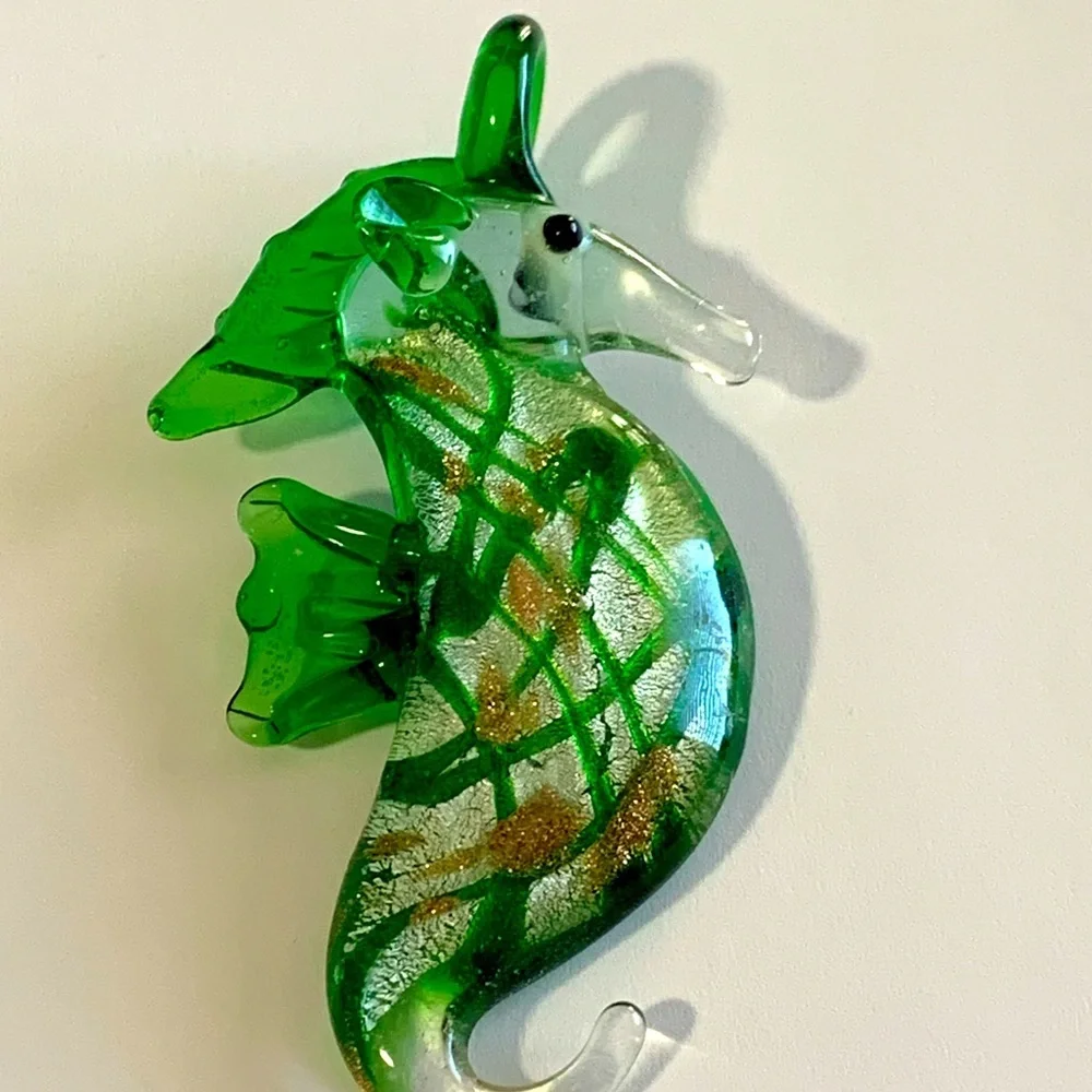 Blown glass seahorse pendant